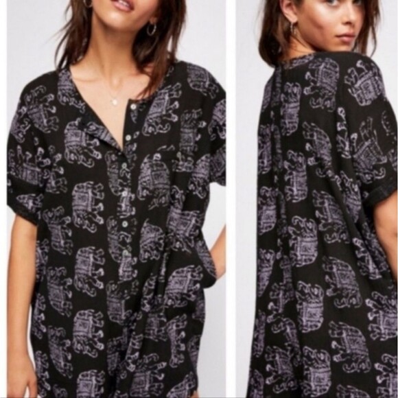 Intimately by Free People romper oversized xs womens print boho casual y2k lace - Picture 4 of 11
